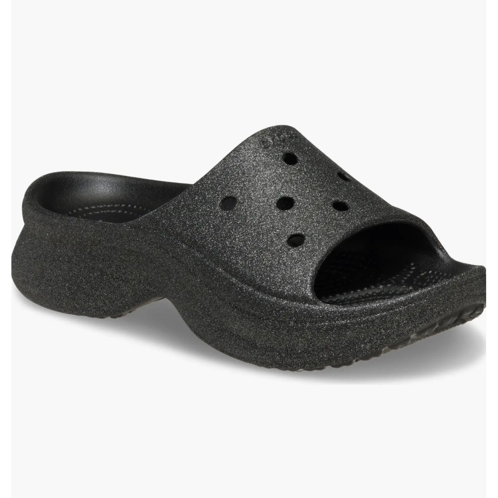 Crocs Bae Glitter Slide Sandal Black Platform 8 Y2K Chunky Sparkly Streetwear